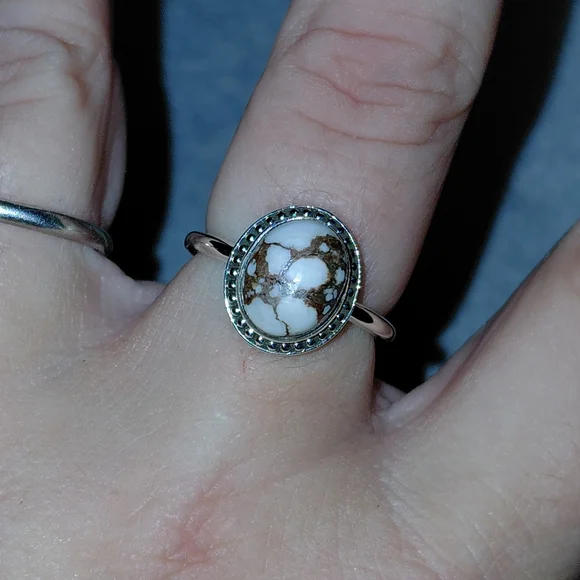 Dainty Wild Horse Jasper Sterling Silver Ring